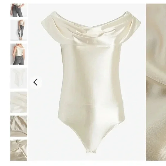 Off the Shoulder Bodysuit in Cream Color from Express - Picture 5 of 7